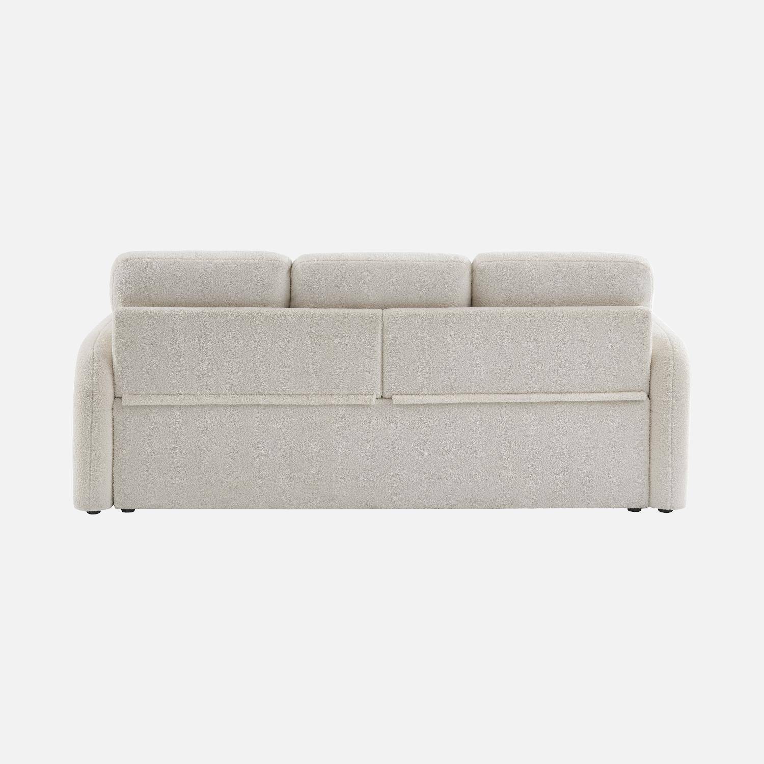 3-Sitzer-Sofa mit weißem Teddy Bouclé-Bezug, abgerundete Linien, Milano, B 210 x T 85 x H 85cm Photo6