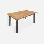 Table intérieur / extérieur Santana en bois et métal 150cm + 4 chaises de jardin Ocara, cannage et bois Photo4
