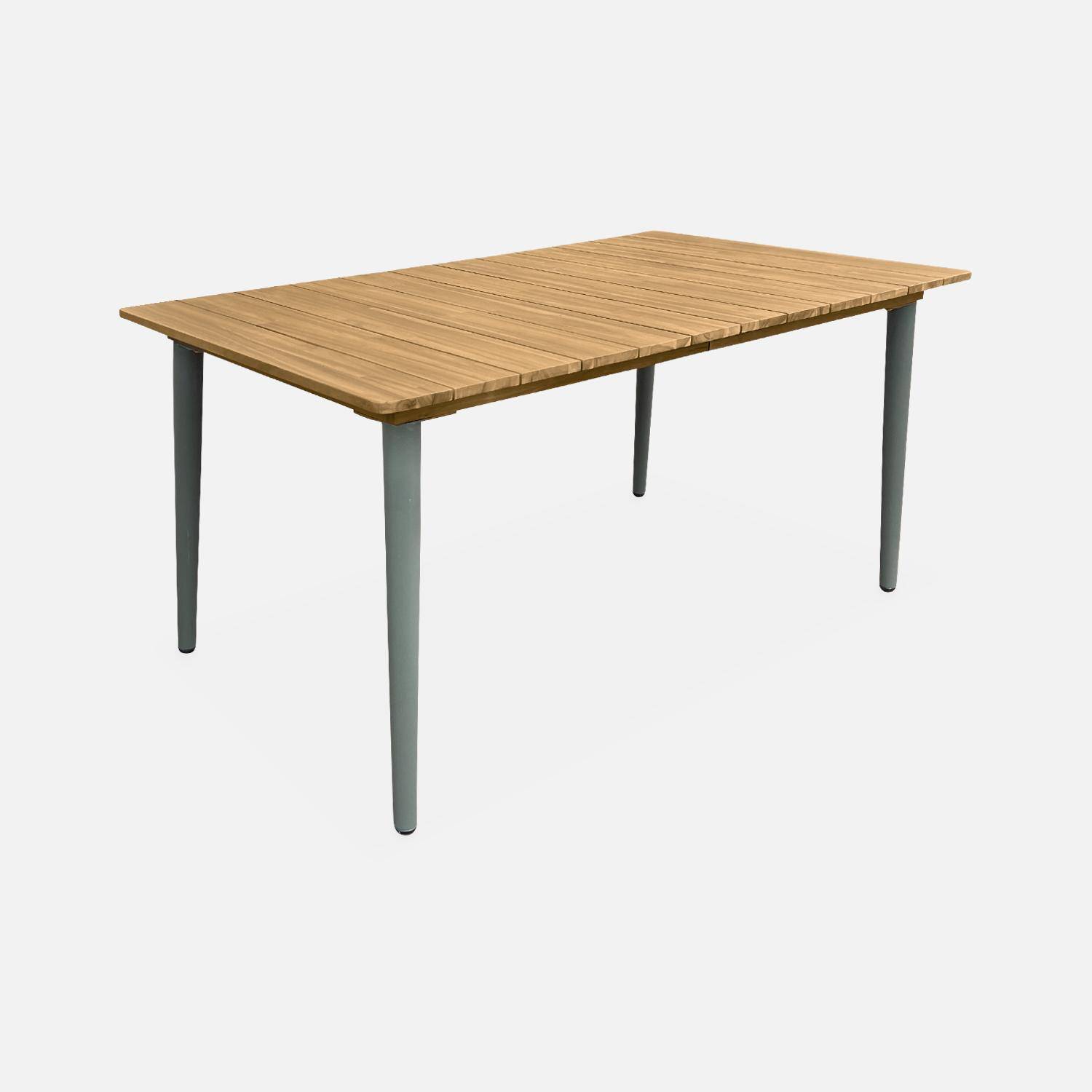 Table de jardin MARINGA bois et métal savane, 150cm + 4 chaises de jardin Ocara, cannage et bois,sweeek,Photo4