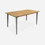 Essgruppe mit Gartentisch 150 cm aus Holz und Metall, salbeigrün,  + 4 Stühle, Geflecht und Holz - MARINGA / OCARA Photo4