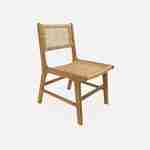 Essgruppe mit Gartentisch 150 cm aus Holz und Metall, salbeigrün,  + 4 Stühle, Geflecht und Holz - MARINGA / OCARA Photo5