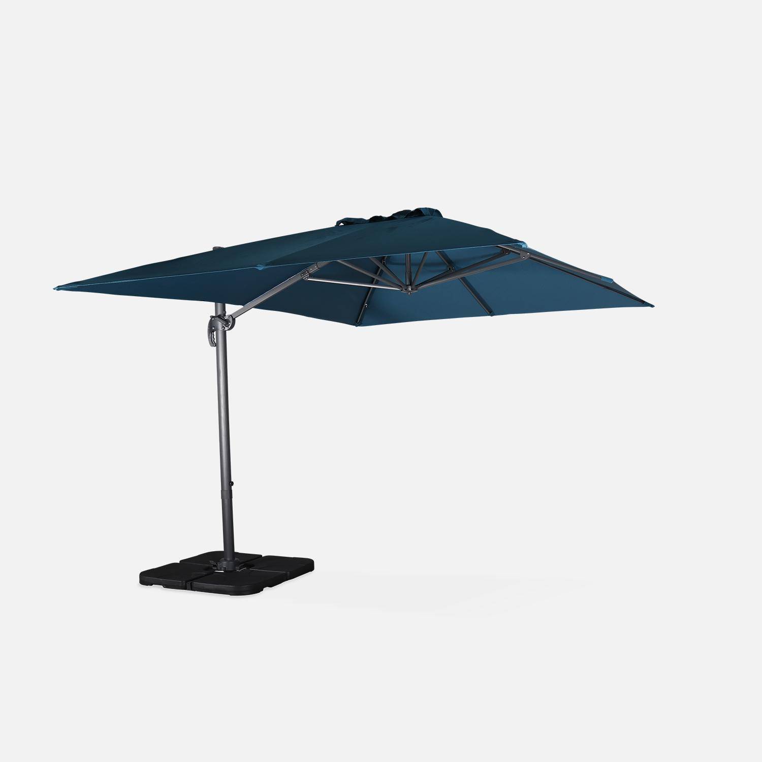 Eend blauwe rechthoekige parasol 3x4m + verzwaarde tegels 50x50cm,sweeek,Photo3
