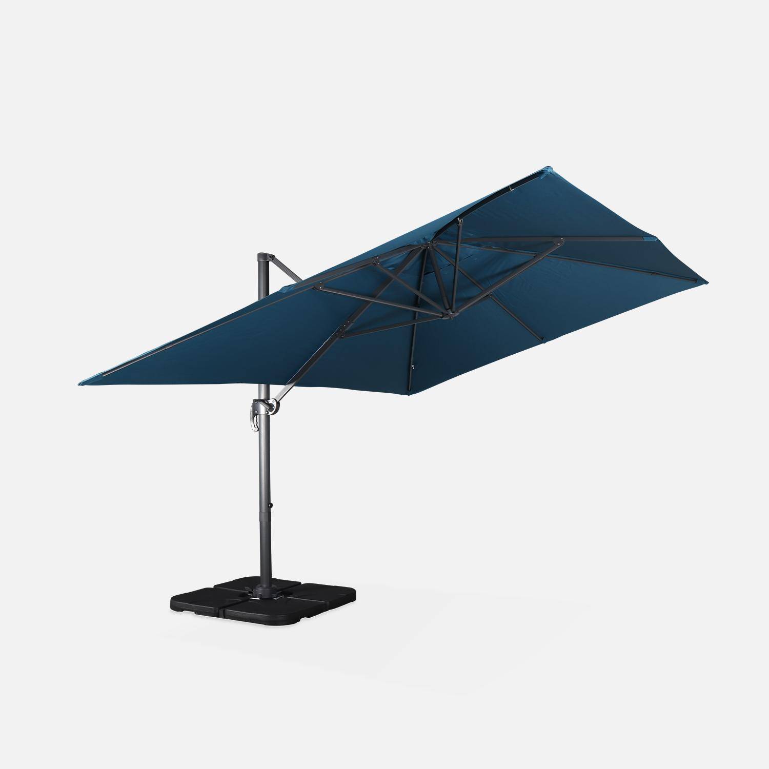 Eend blauwe rechthoekige parasol 3x4m + verzwaarde tegels 50x50cm,sweeek,Photo5
