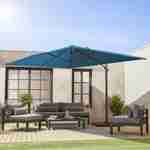 Eend blauwe rechthoekige parasol 3x4m + verzwaarde tegels 50x50cm Photo1