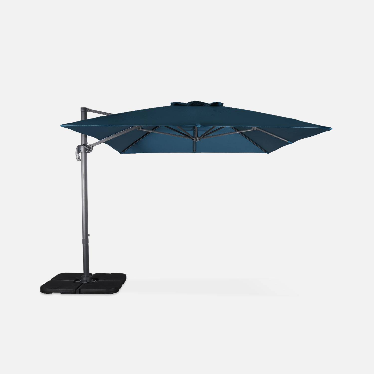 Eend blauwe rechthoekige parasol 3x4m + verzwaarde tegels 50x50cm,sweeek,Photo4