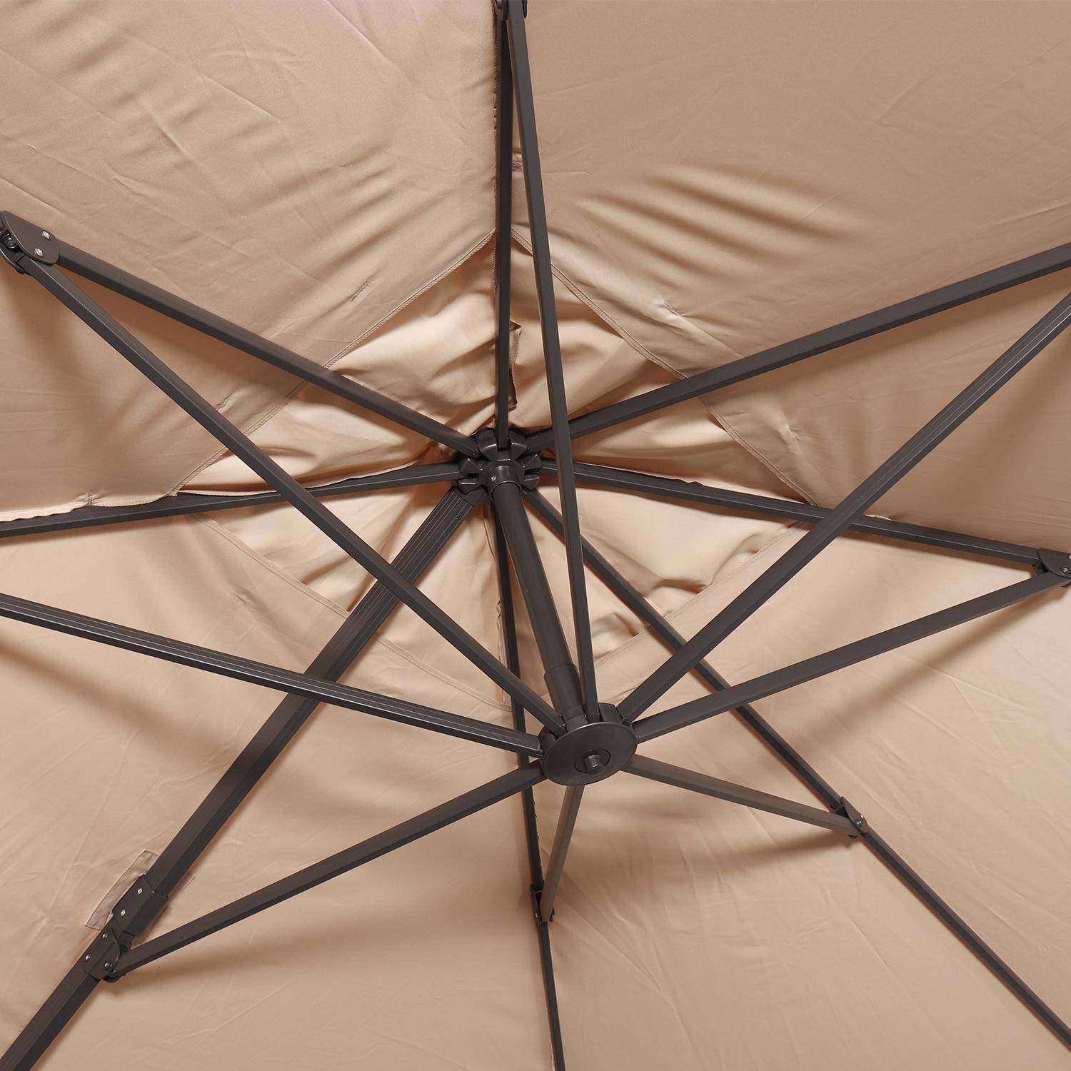 3x4m Offset rectangular parasol +  50x50cm weighted slabs , Wimereux + Slabs , Beige, 300 x 400 cm Photo6