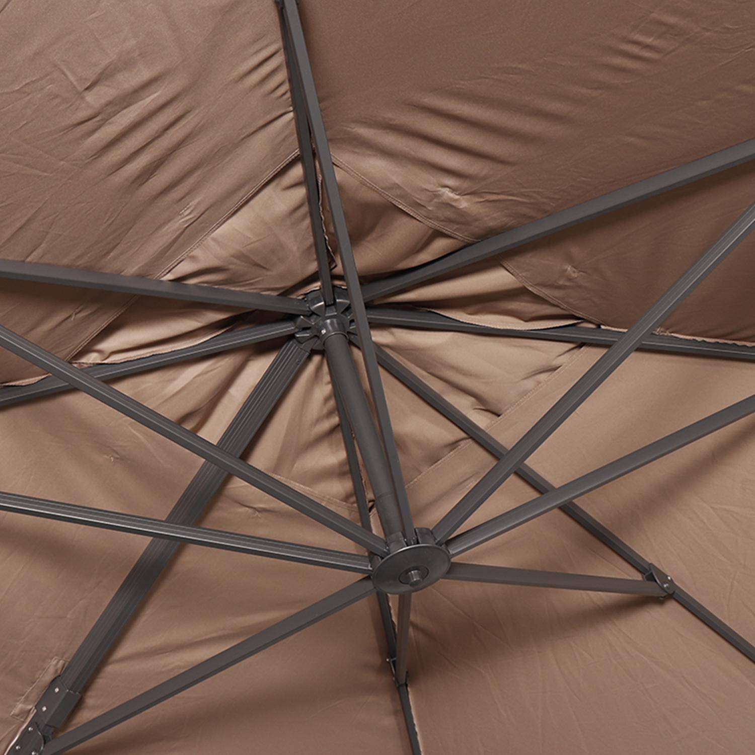 3x4m Offset rectangular parasol +  50x50cm weighted slabs , Wimereux + Slabs , Beige-brown, 300 x 400 cm Photo7