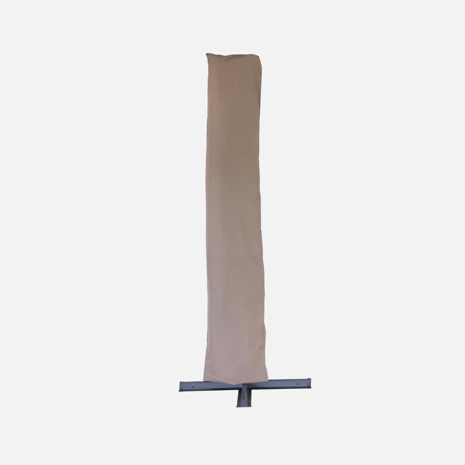 Sombrilla 3x4m rectangular y platos con peso, Wimereux + losas 50x50cm, Pardo, 380x286x259 cm,sweeek,Photo9