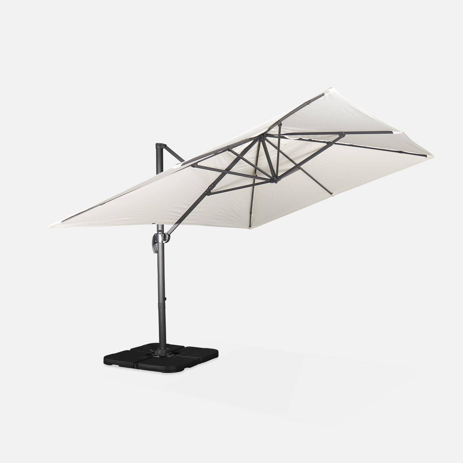 Ecru rechthoekige parasol 3x4m + verzwaarde tegels 50x50cm Photo5