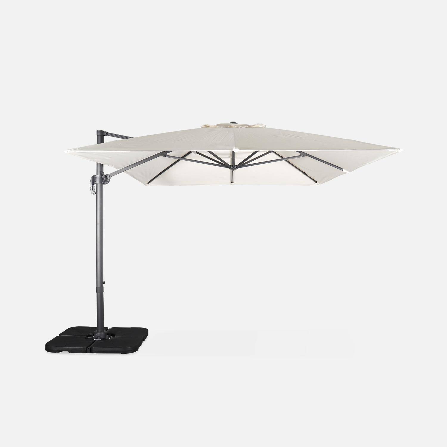 Ecru rechthoekige parasol 3x4m + verzwaarde tegels 50x50cm Photo4