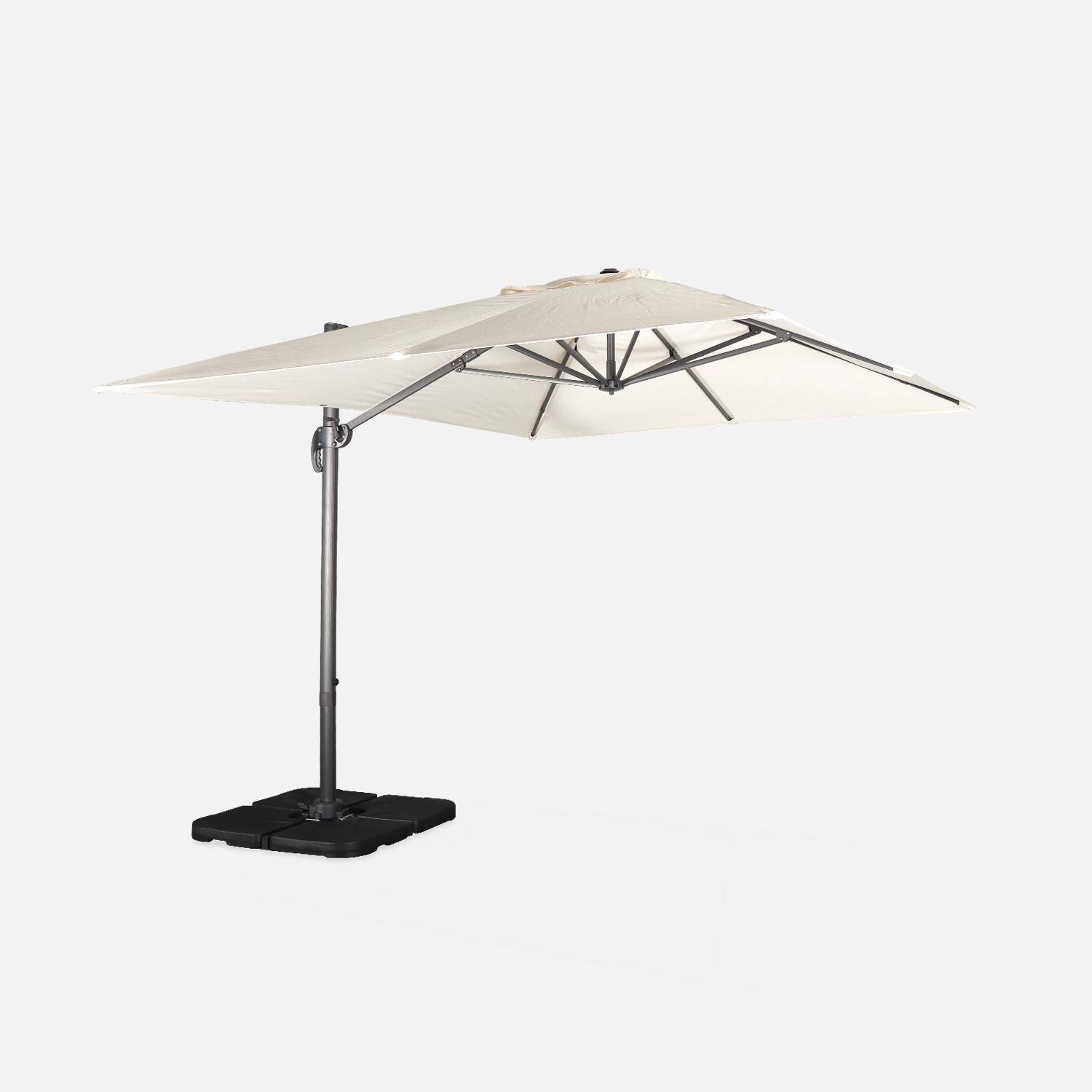 Ecru rechthoekige parasol 3x4m + verzwaarde tegels 50x50cm Photo3