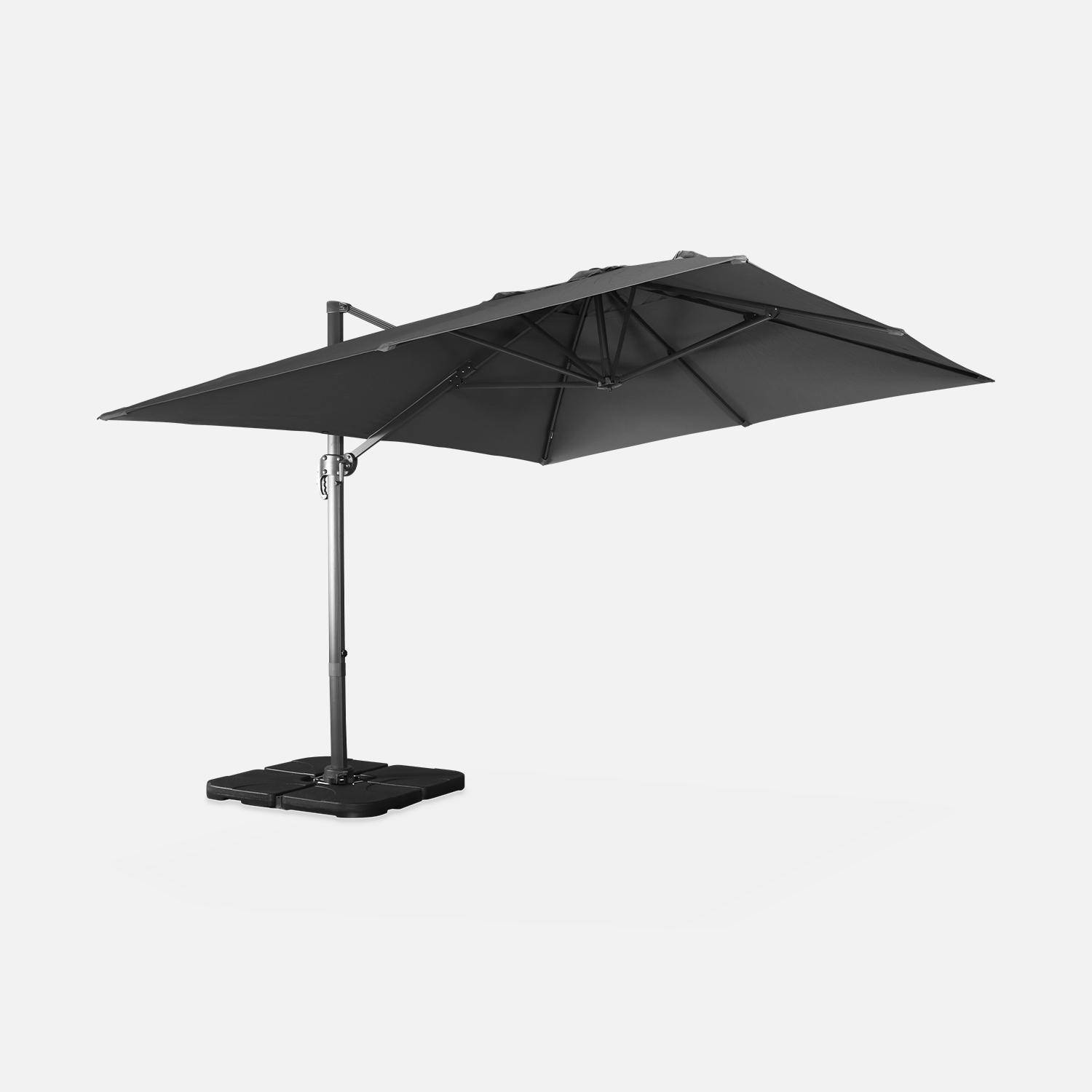 Parasol déporté rectangulaire gris 3x4m + dalles à lester 50x50cm,sweeek,Photo5