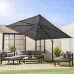 Grijze rechthoekige parasol 3x4m + verzwaarde tegels 50x50cm Photo2