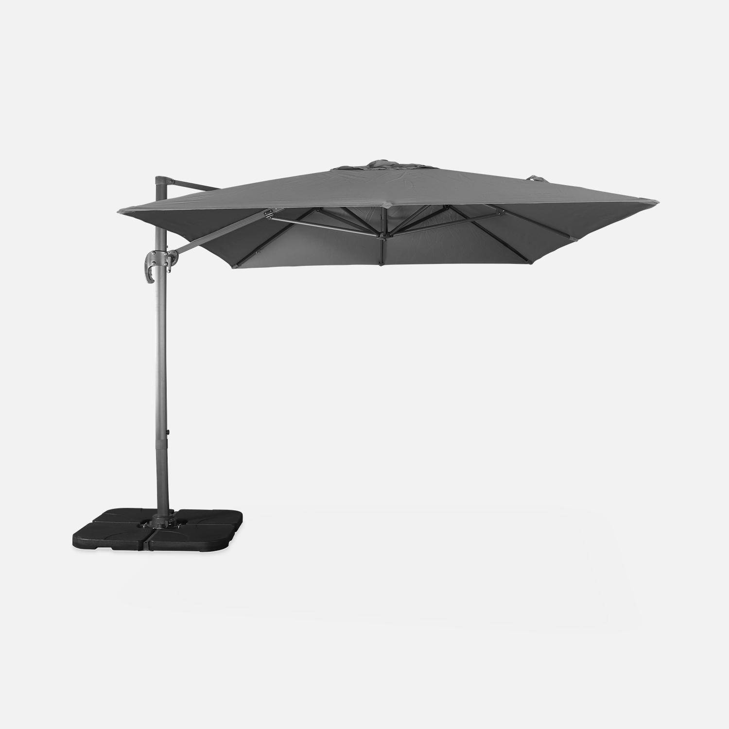 Parasol déporté rectangulaire gris 3x4m + dalles à lester 50x50cm Photo4