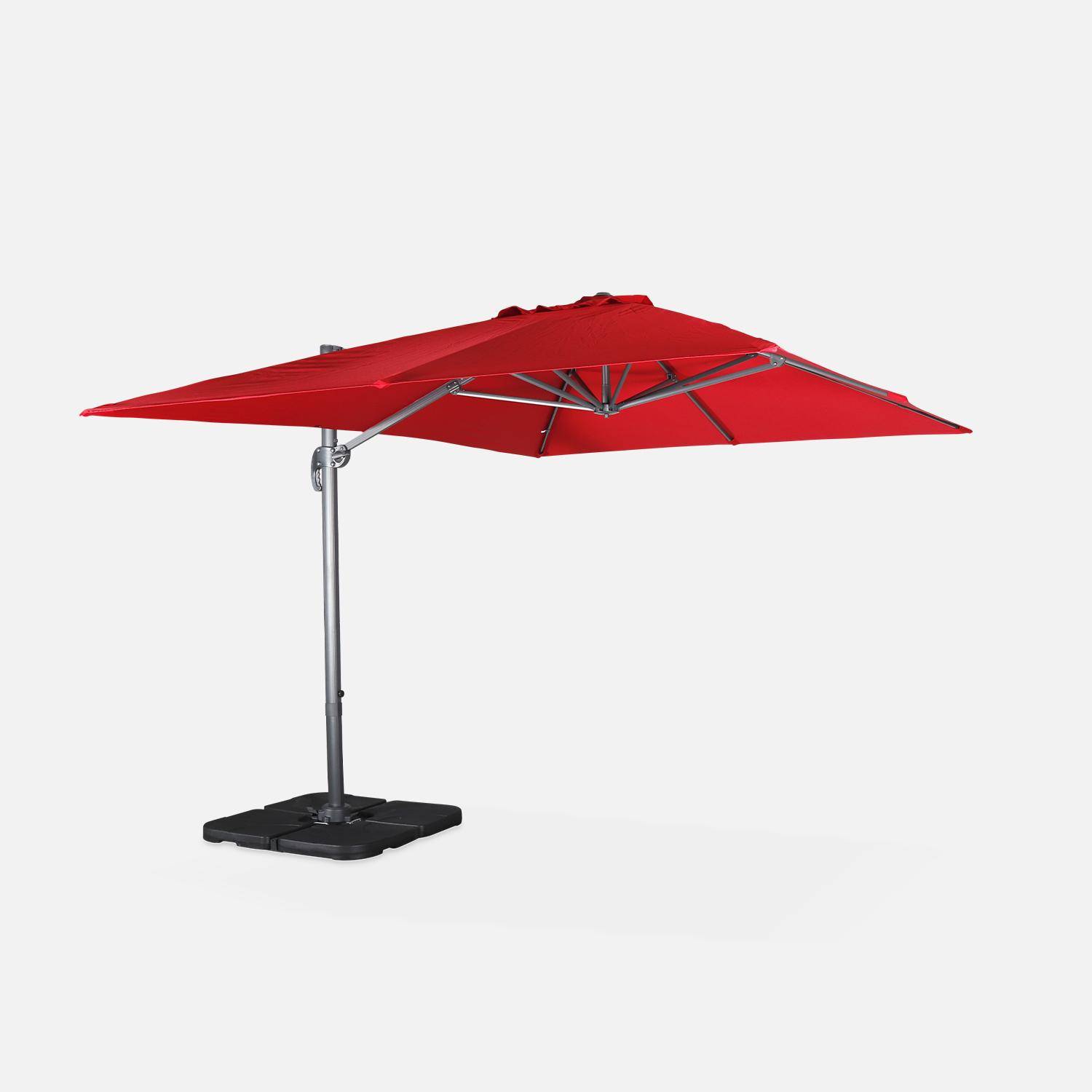 Rode rechthoekige parasol 3x4m + verzwaarde tegels 50x50cm Photo3