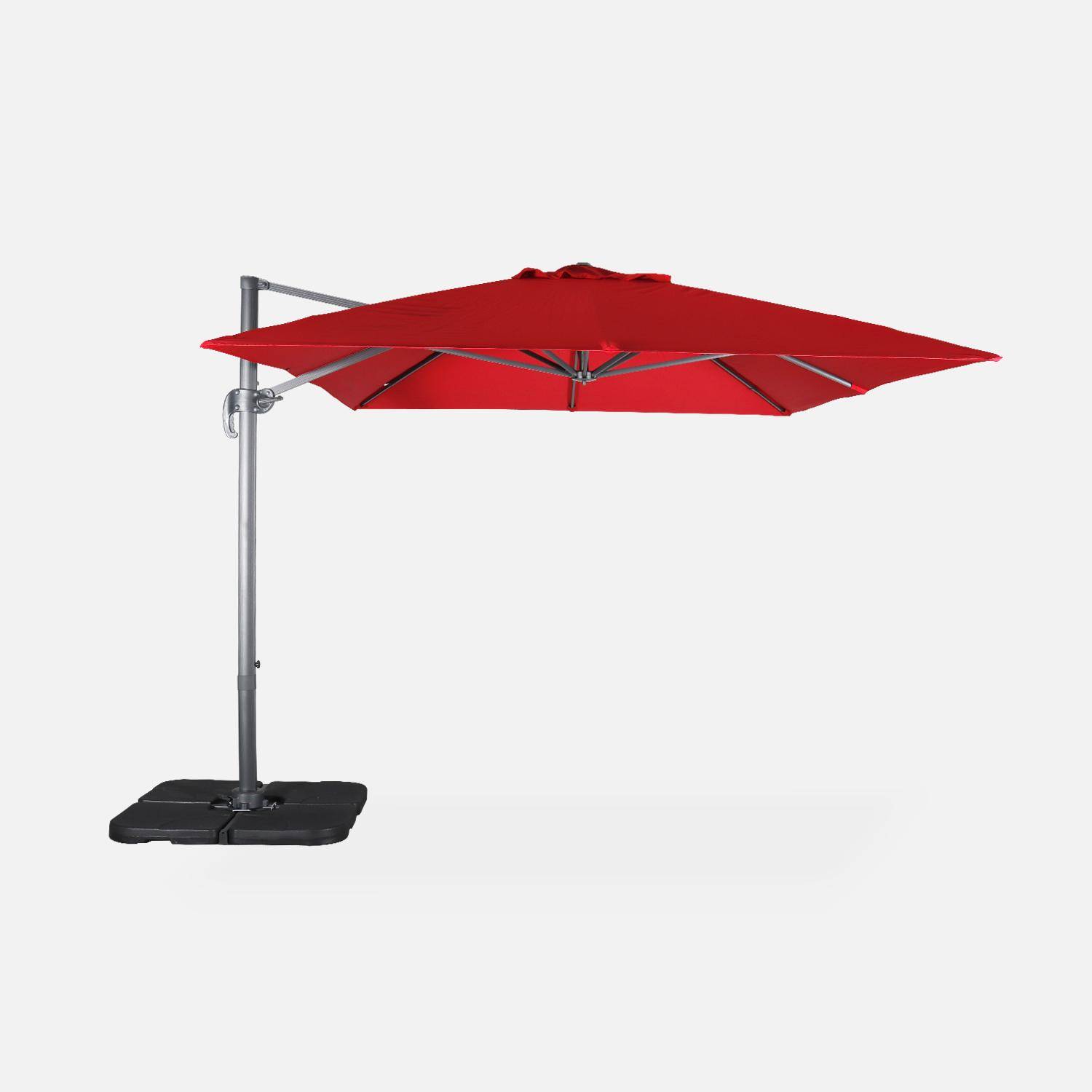 Rode rechthoekige parasol 3x4m + verzwaarde tegels 50x50cm Photo9