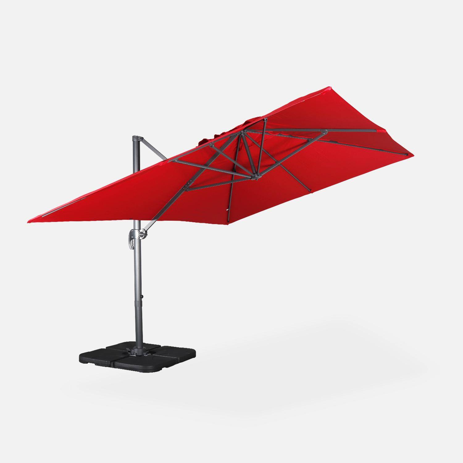 Rode rechthoekige parasol 3x4m + verzwaarde tegels 50x50cm Photo5