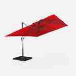 Parasol déporté rectangulaire rouge 3x4m + dalles à lester 50x50cm Photo5
