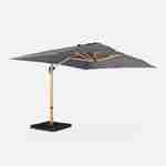 Rechthoekige grijze parasol 3x4m, paal met houteffect, verzwaarde tegels 50x50cm Photo3
