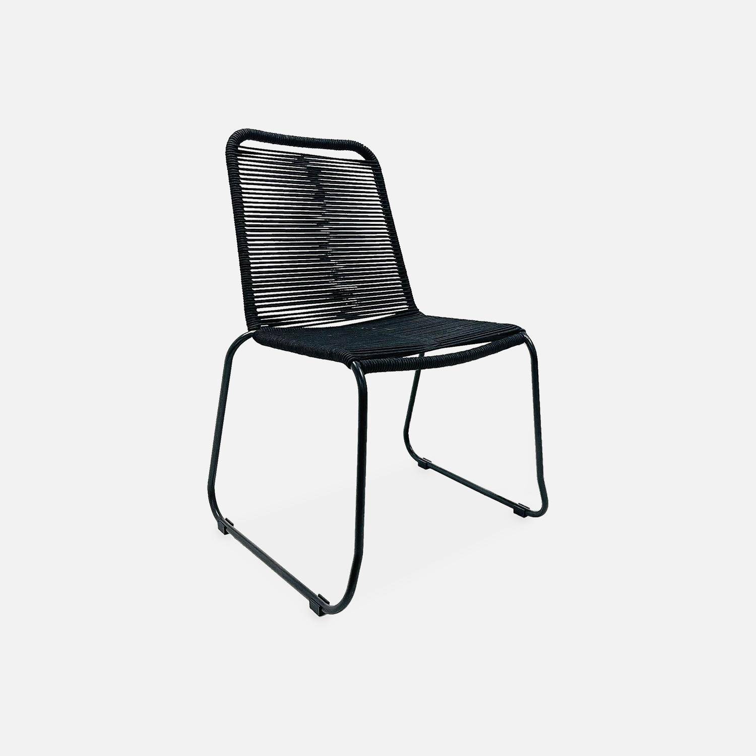 Innen-/Außentisch aus recyceltem Teakholz, 220x100x76cm - Jayapura + 8er Set stapelbare Stühle mit schwarzer Bespannung - Brasilia Photo5