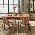 Table intérieur / extérieur Santana en bois et métal, 150cm + 4 chaises en corde BRASILIA beiges, empilables Photo1