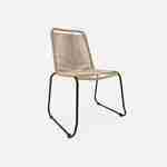 Table intérieur / extérieur Santana en bois et métal, 150cm + 4 chaises en corde BRASILIA beiges, empilables Photo5