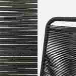 Table intérieur / extérieur Santana en bois et métal, 150cm + 4 chaises en corde BRASILIA noires, empilables Photo7