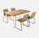 Gartentisch aus Holz und Metall,  elfenbeinfarben + 4 beige Stühle | sweeek