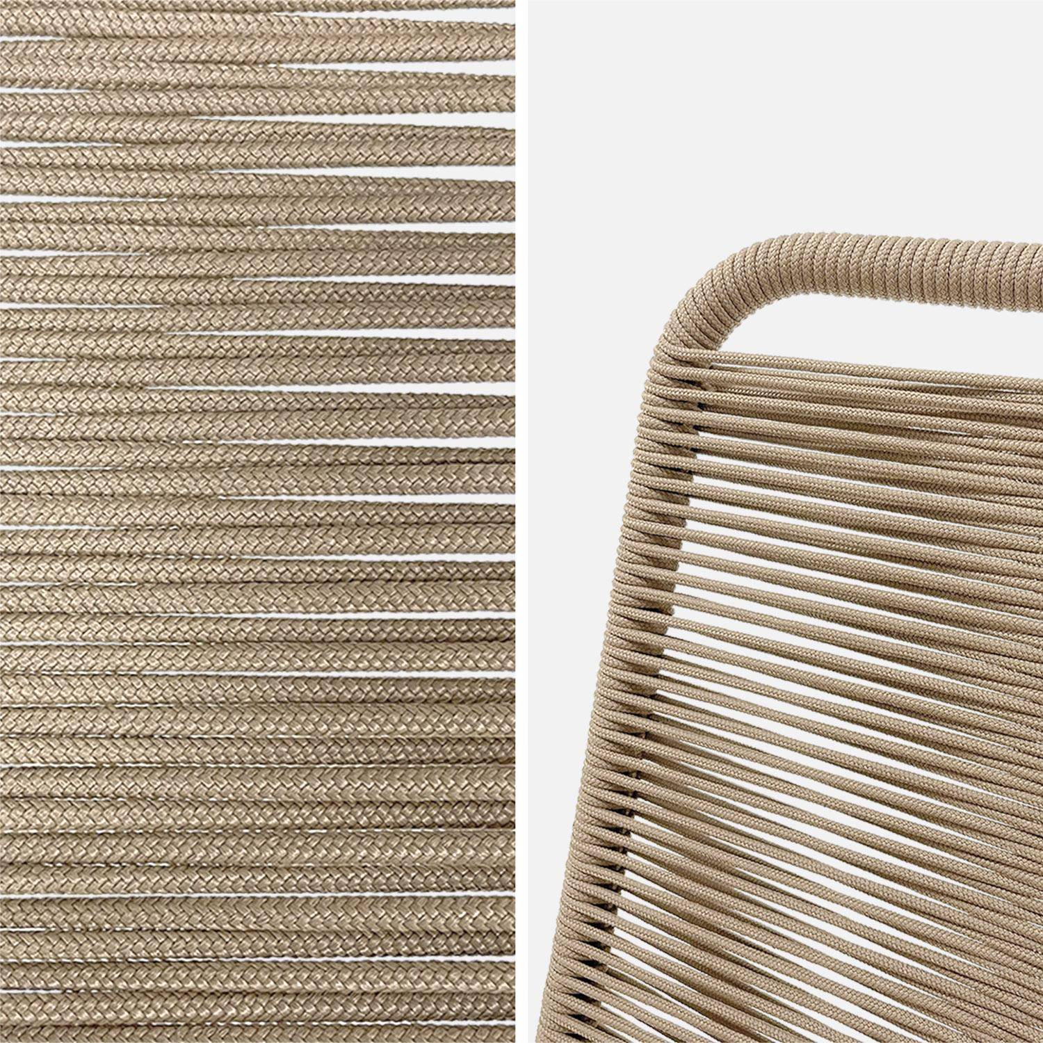 Table de jardin MARINGA bois et métal ivoire 150cm + 4 chaises de jardin en corde beige BRASILIA, empilables Photo7