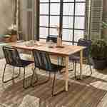 Gartentisch 150 cm aus Holz und Metall, elfenbeinfarben - Maringa + 4 stapelbare Stühle mit schwarzer Bespannung - Brasilia  Photo2