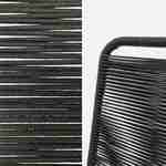 Table de jardin MARINGA bois et métal savane 150cm + 4 chaises de jardin en corde noire BRASILIA, empilables Photo7