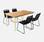 Gartentisch elfenbeinfarben + 6 Stühle mit schwarzer Bespannung | sweeek