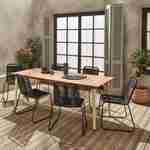 Gartentisch 200 cm aus Holz und Metall elfenbein Maringa  + 6 Gartenstühle mit schwarzer Bespannung Brasilia Photo1