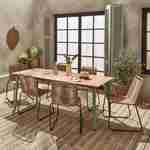 Gartentisch 200 cm aus Holz und Metall savanne Maringa  + 6 Gartenstühle mit beiger Bespannung Brasilia Photo2