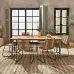 Table de jardin bois et métal savane MARINGA, 200cm + 6 chaises de jardin en corde beige BRASILIA Photo1
