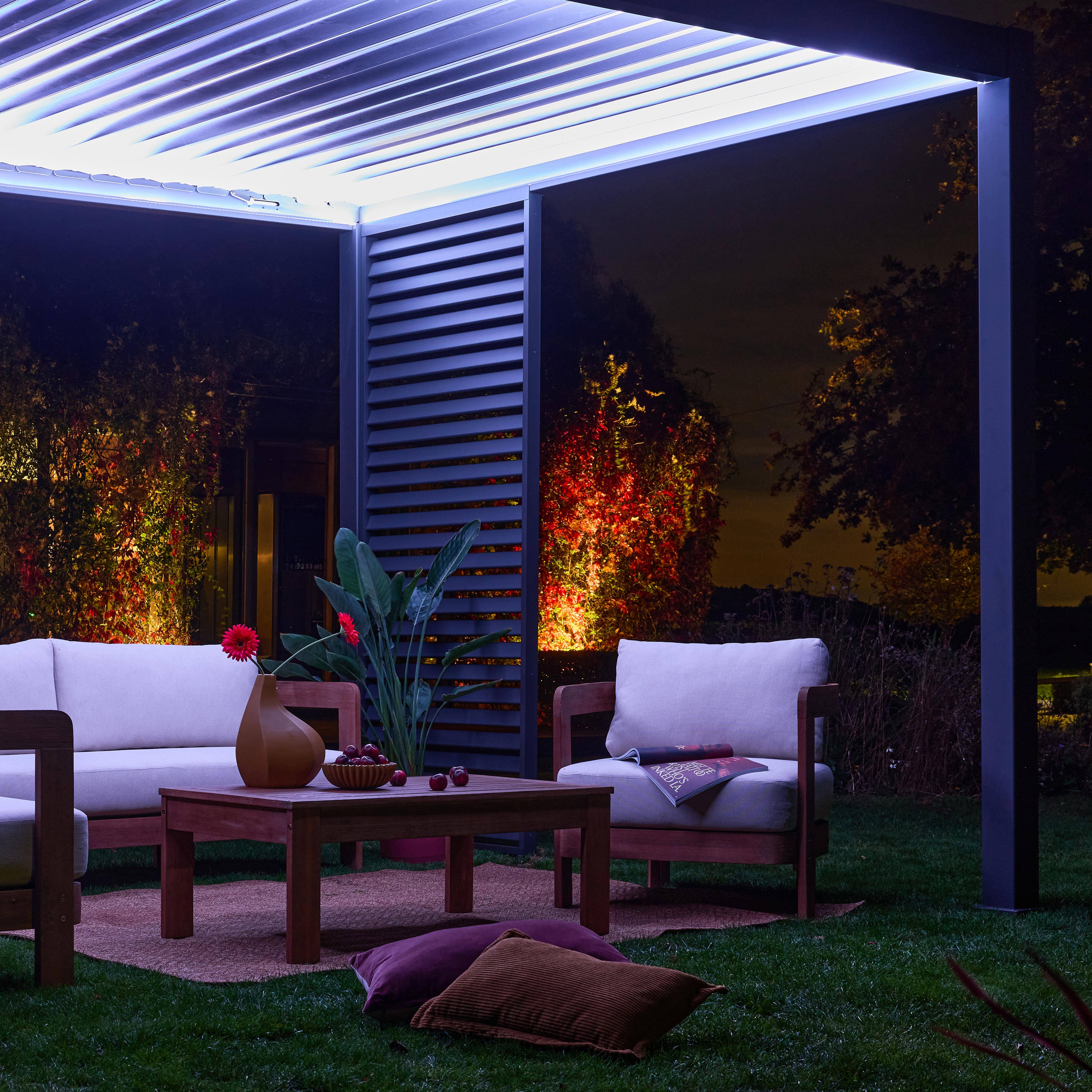 Vaste lamellenwand 100cm voor Triomphe pergola 3x3m V2 4x3m 6x3m van aluminium antraciet,sweeek,Photo1