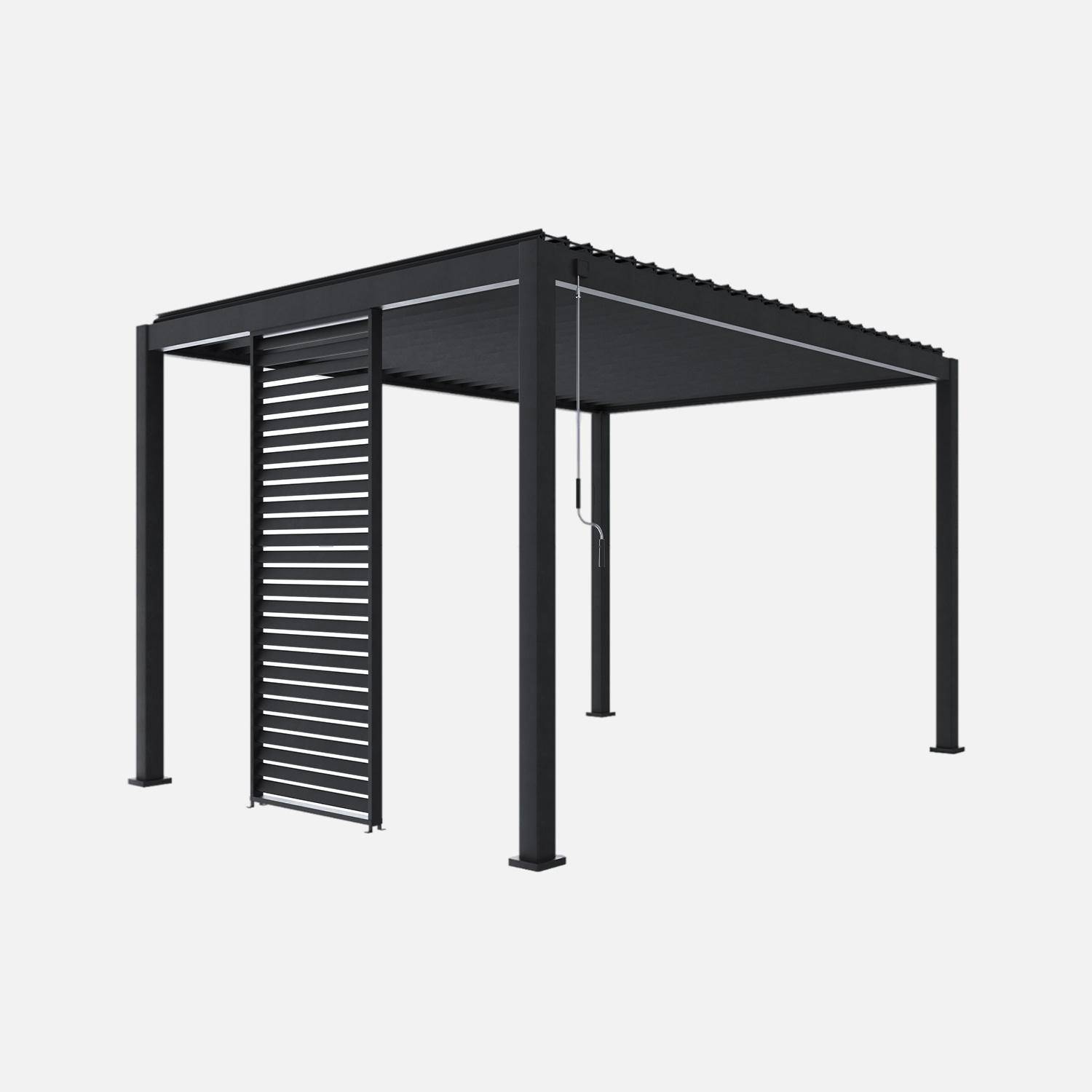 Persienne 100cm pour pergola bioclimatique Triomphe, panneau brise vue, côté 3m, aluminium, anthracite Photo2