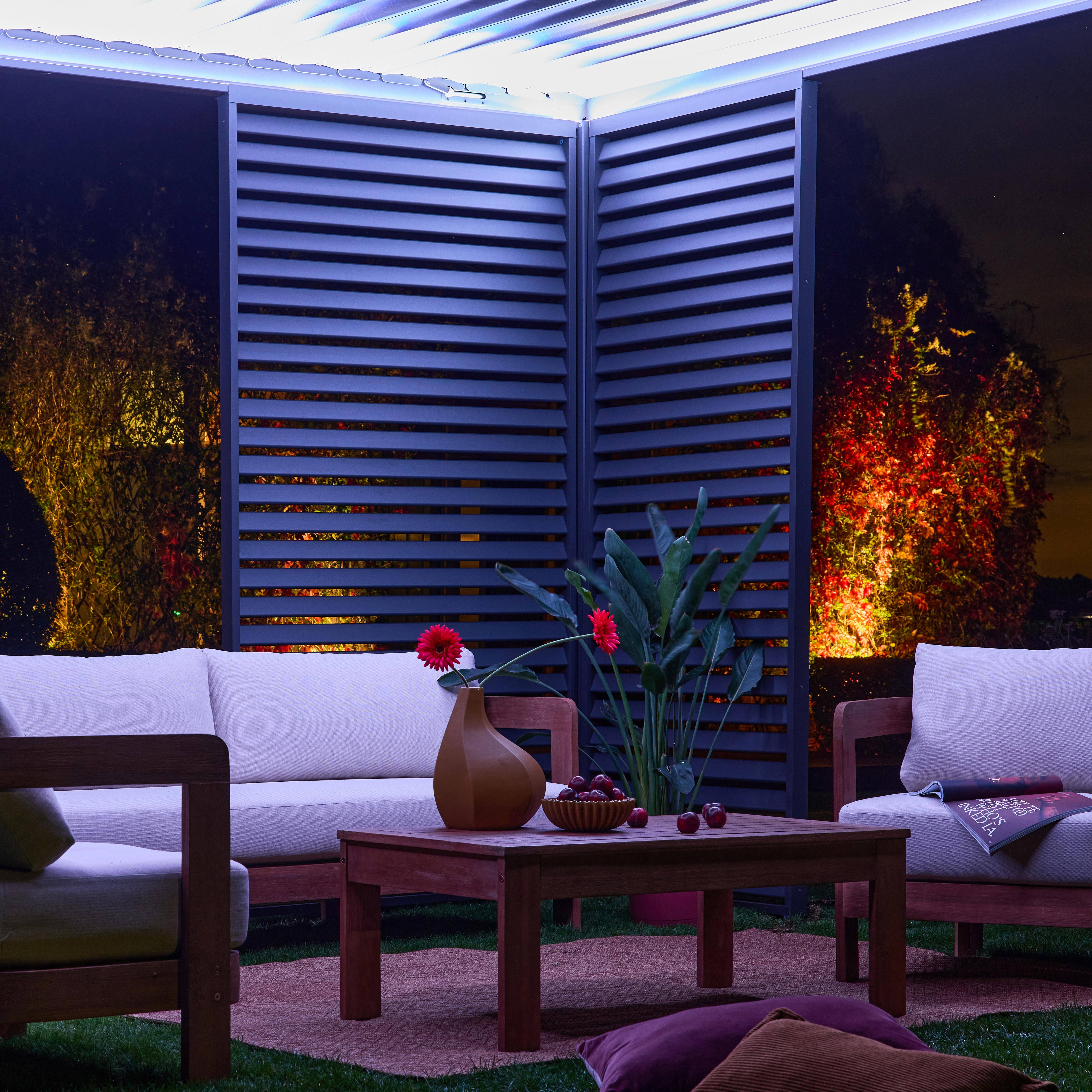 Vaste lamellenwand 100cm voor Triomphe pergola 3x3m V2 4x3m 6x3m van aluminium antraciet,sweeek,Photo2