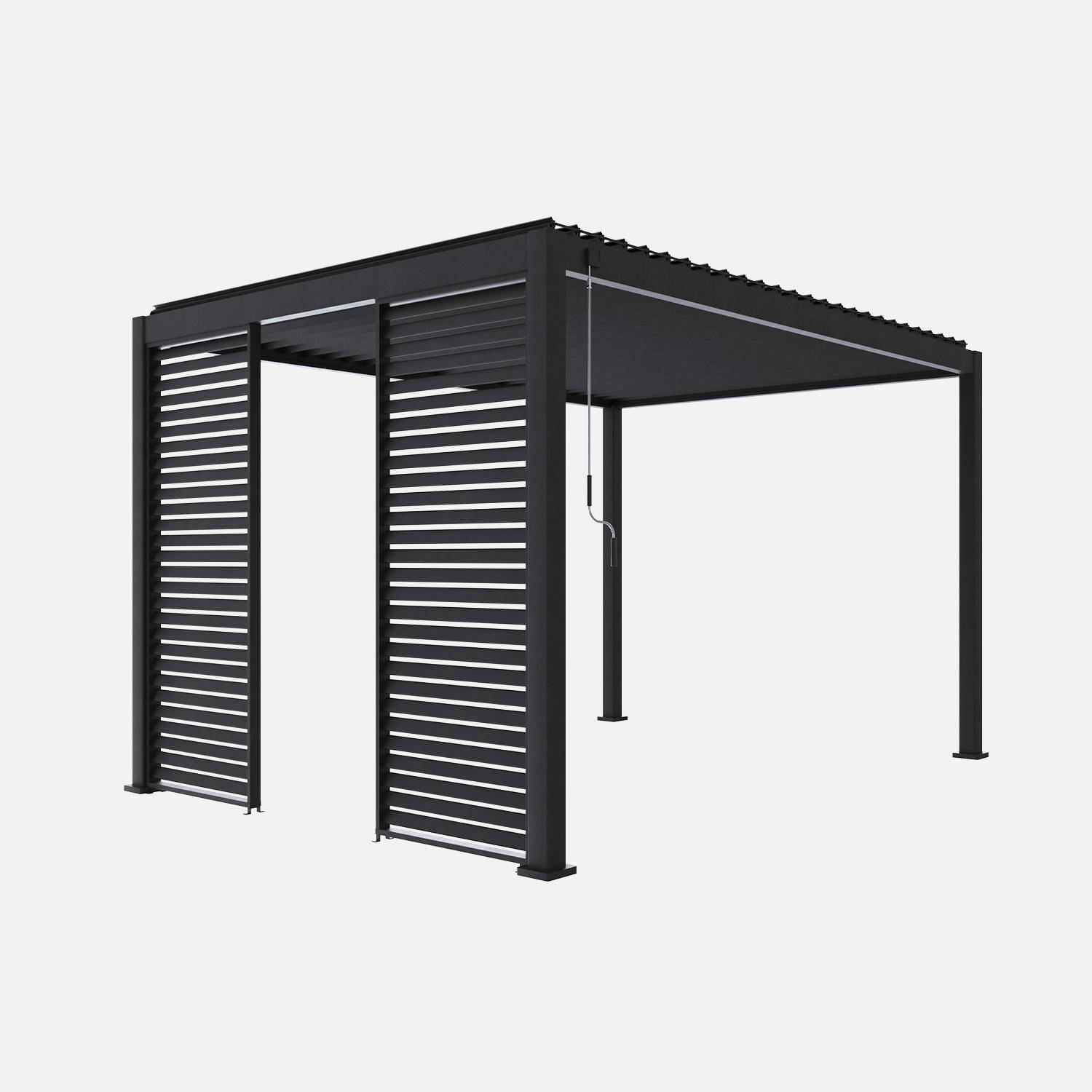Persienne 100cm pour pergola bioclimatique Triomphe, panneau brise vue, côté 3m, aluminium, anthracite Photo3