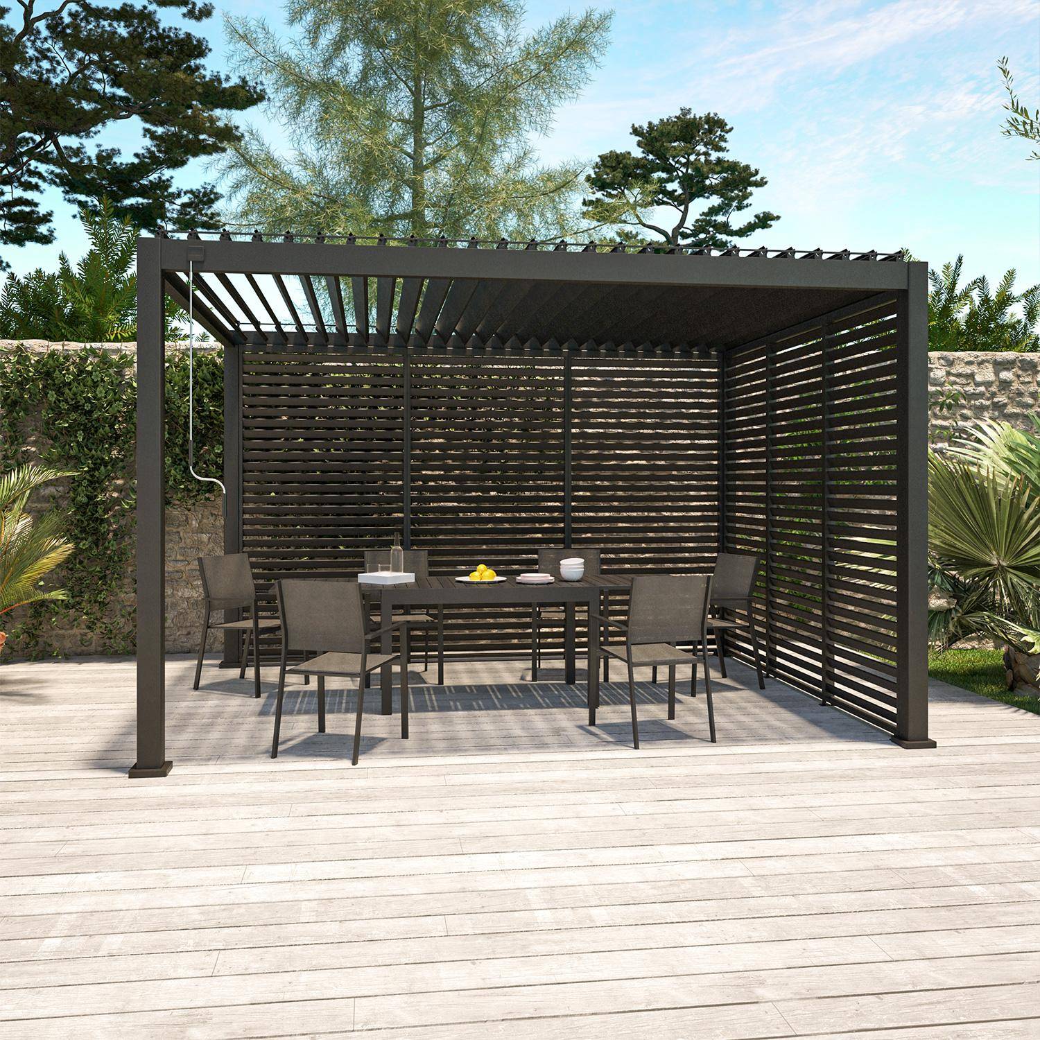 100cm Aluminium anthracite side panel for triomphe louvered pergola (3x4 and 3x3v2),sweeek,Photo1