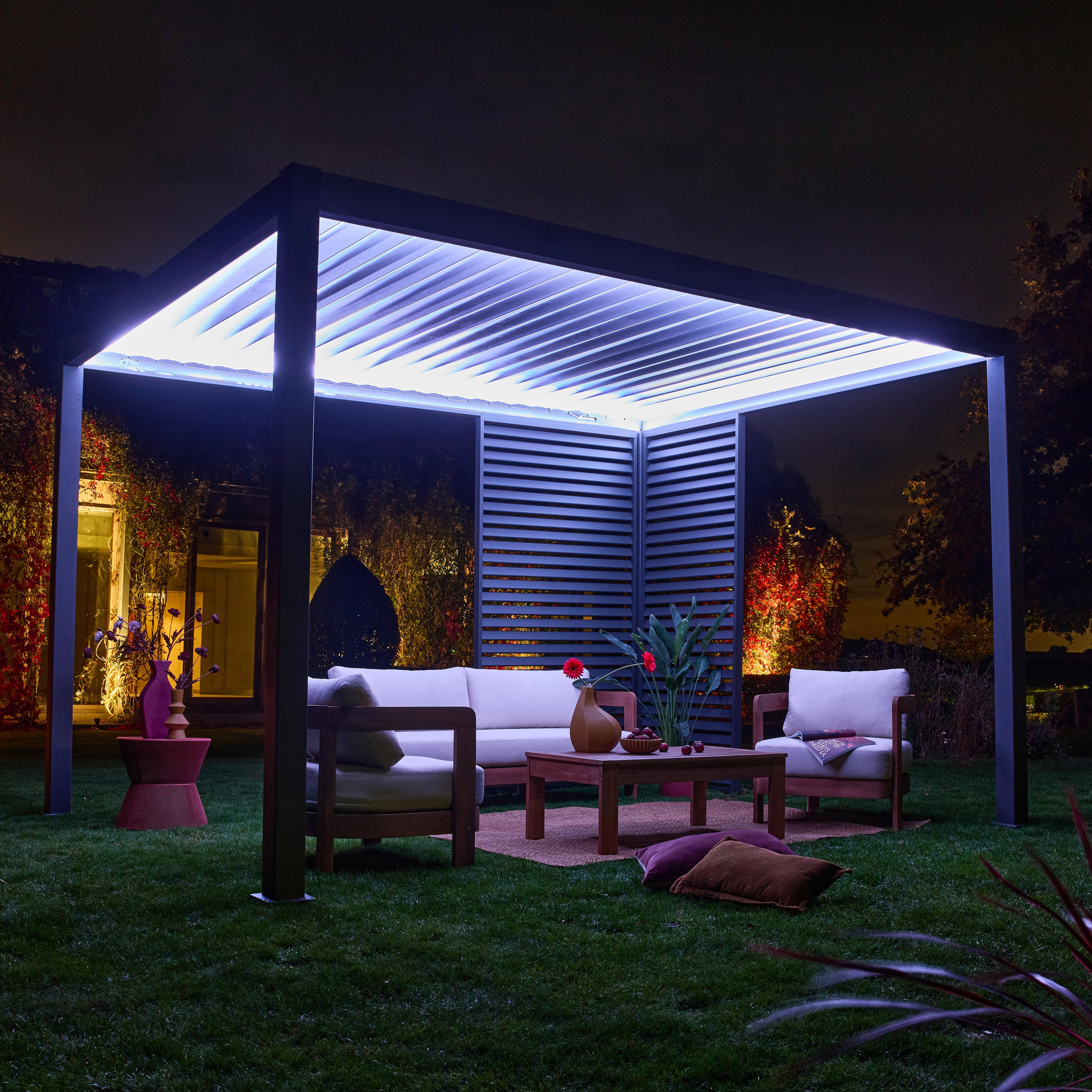 Żaluzja 130 cm do pergoli bioklimatycznej Triomphe, bok 3 m, aluminiowa, antracyt,sweeek,Photo1