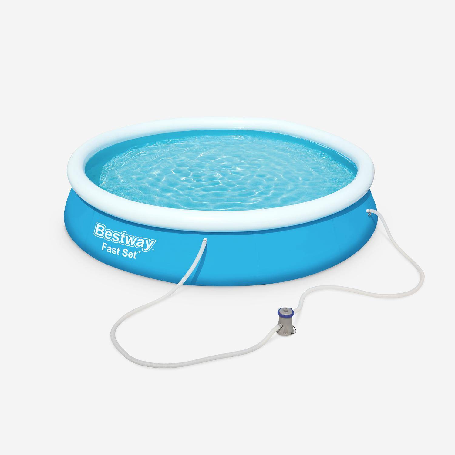 Piscine gonflable bleue autoportante BESTWAY ⌀ 360 x 76 cm - piscine ronde avec filtre à cartouche et 1 cartouche incluse + Échelle Photo2