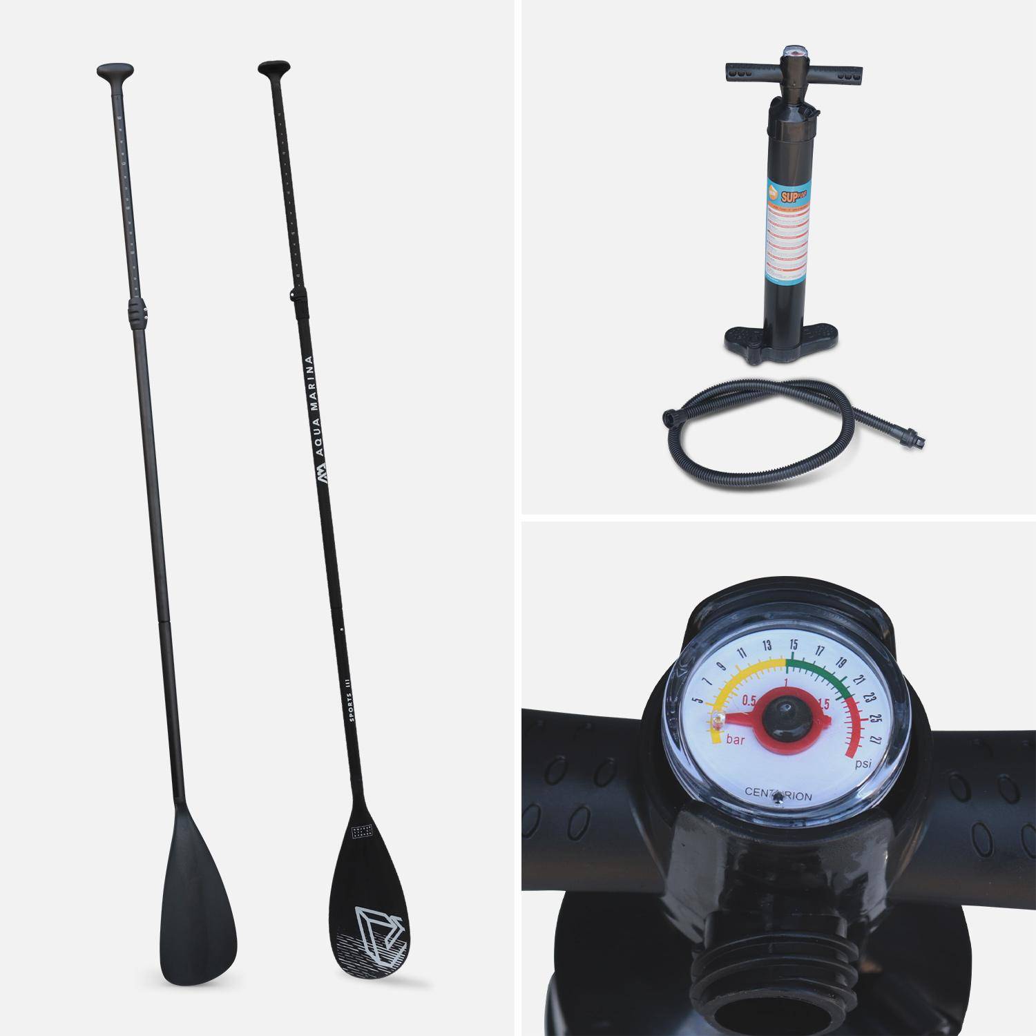 Pack stand up paddle gonflable vert de gris 10’10" avec pompe haute pression simple action, leash et sac de rangement et 2 pagaies Photo3