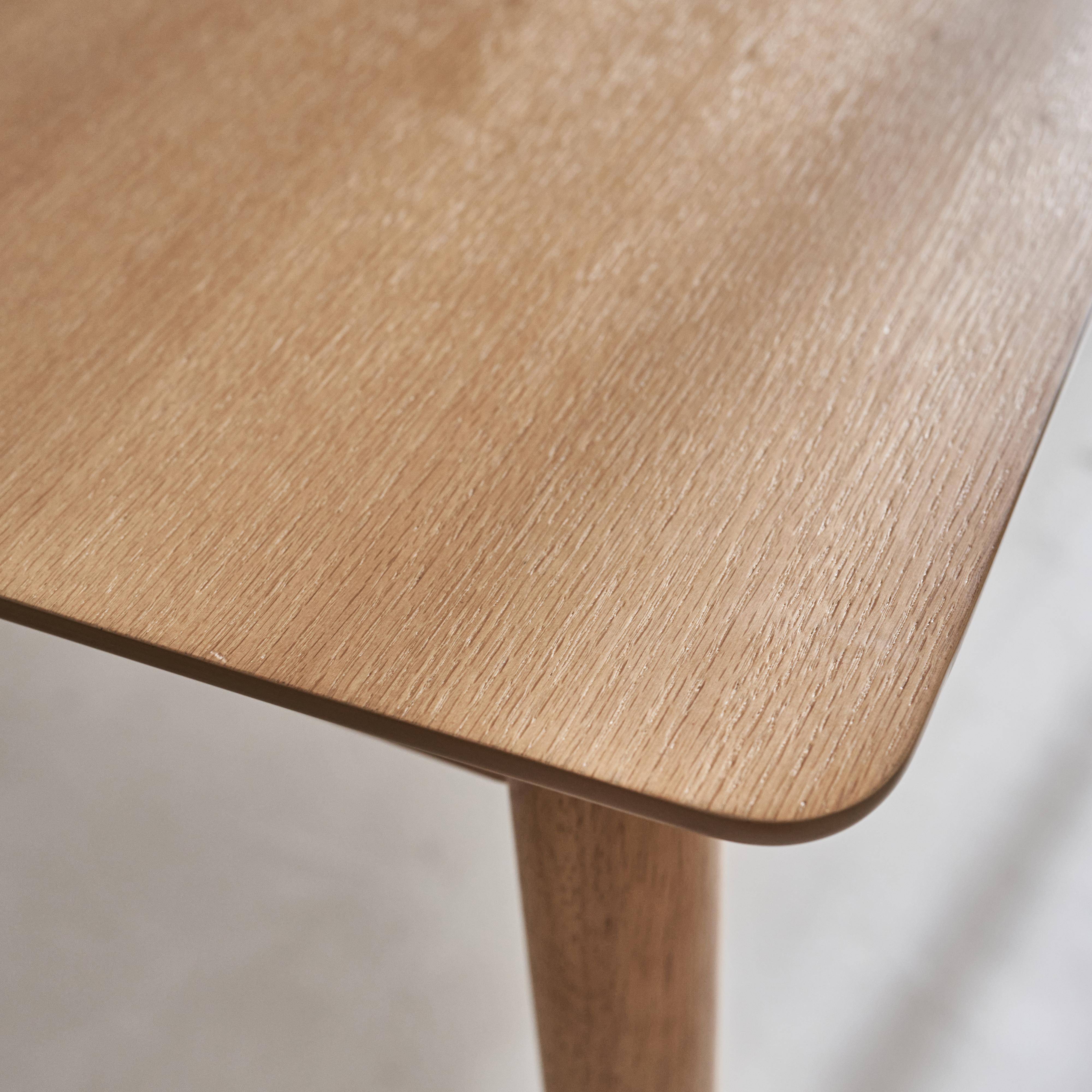 Table à manger extensible Lina placage bois de chêne naturel, pieds en bois d'hévéa, 6 à 8 places, 160 à 210cm,sweeek,Photo5