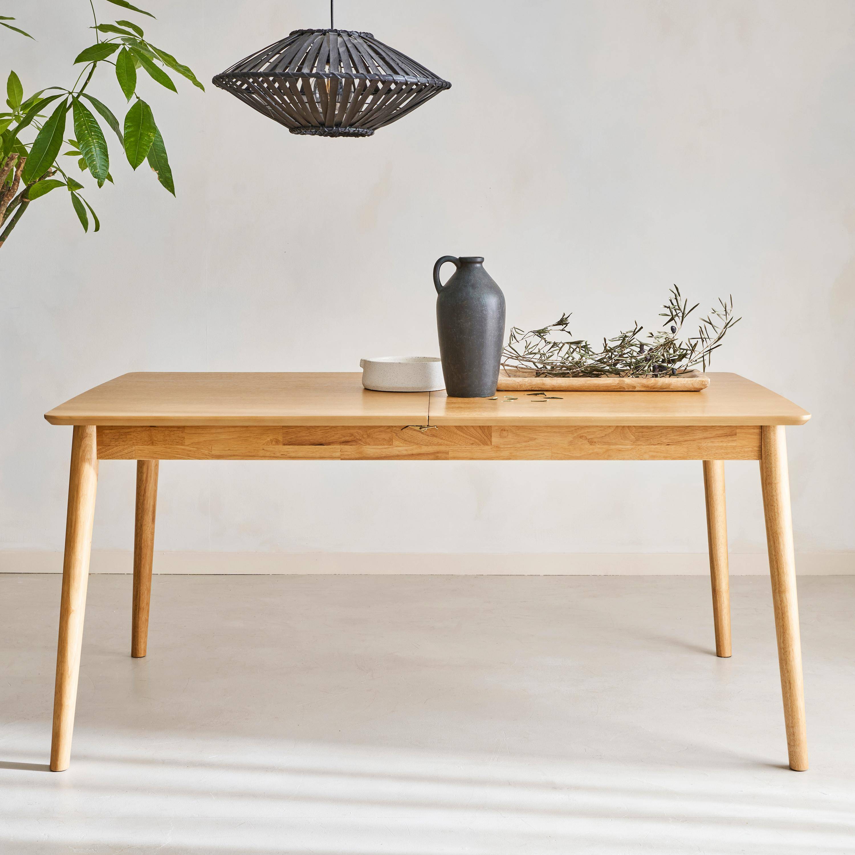 Table à manger extensible naturelle rectangulaire Lina 6 à 8 places, 160 à 210cm Photo1