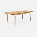 Table à manger extensible Lina placage bois de chêne naturel, pieds en bois d'hévéa, 6 à 8 places, 160 à 210cm Photo6