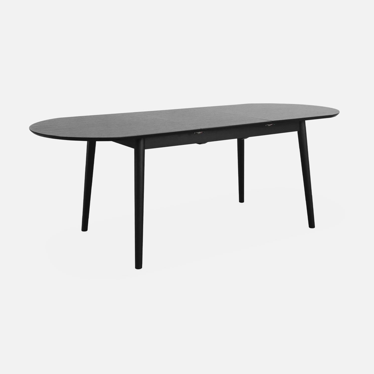 Zwarte ovale uitschuifbare eettafel, Lisa, 6-8 zitplaatsen  | sweeek