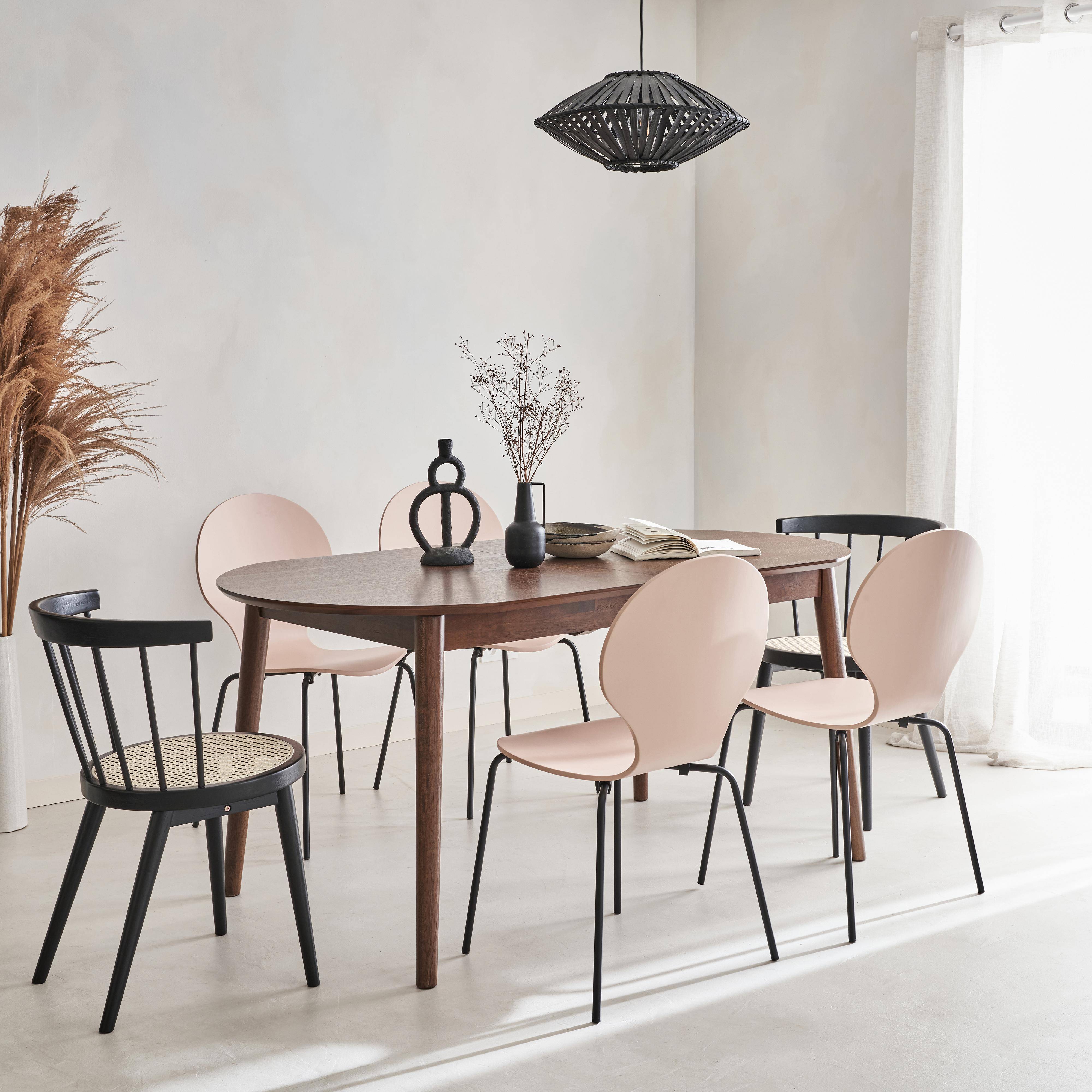 Mesa de jantar oval extensível Lina, cor nogueira, 6 a 8 lugares, 160 a 210 cm,sweeek,Photo2