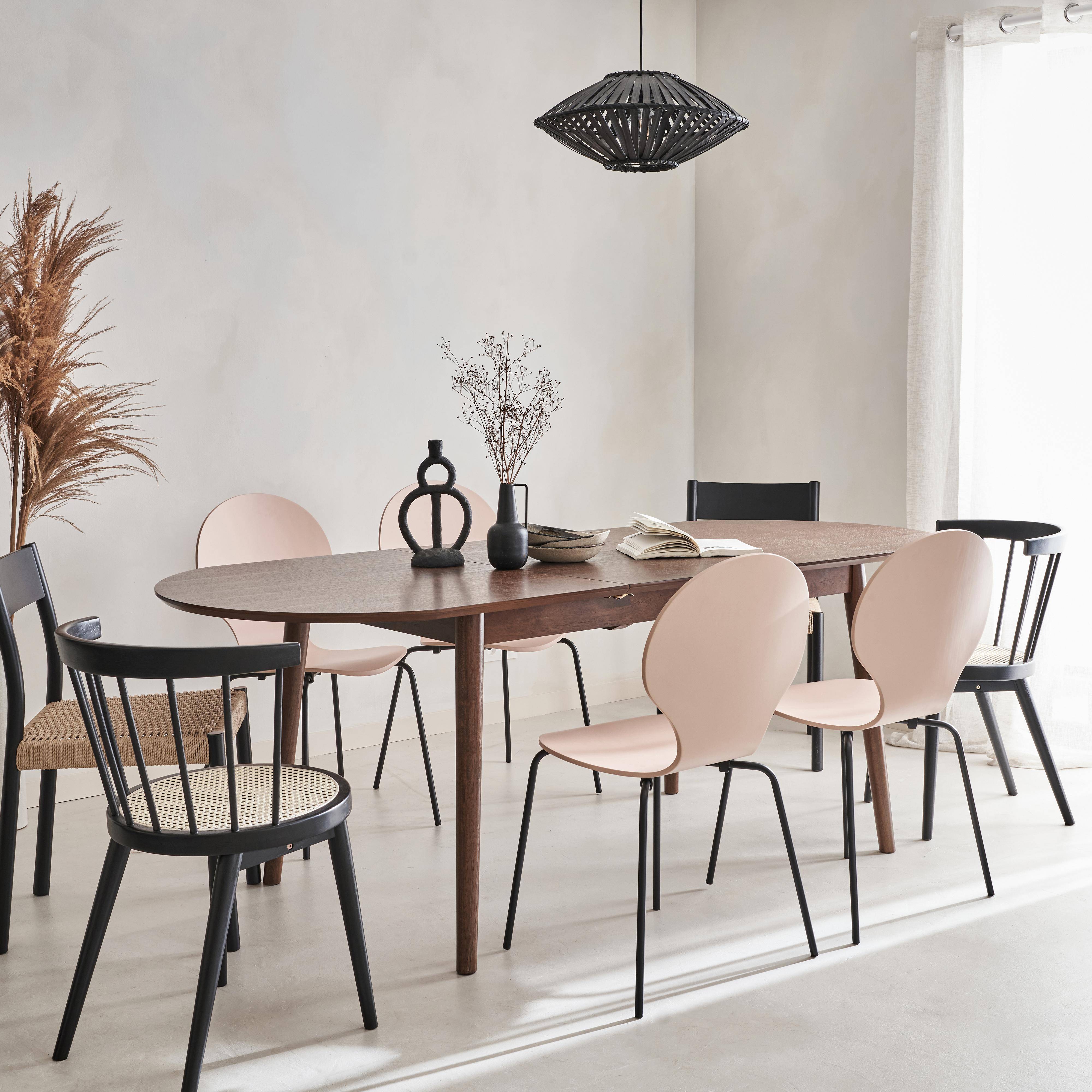 Table à manger extensible ovale couleur noyer Lisa 6 à 8 places, 160 à 210cm,sweeek,Photo4