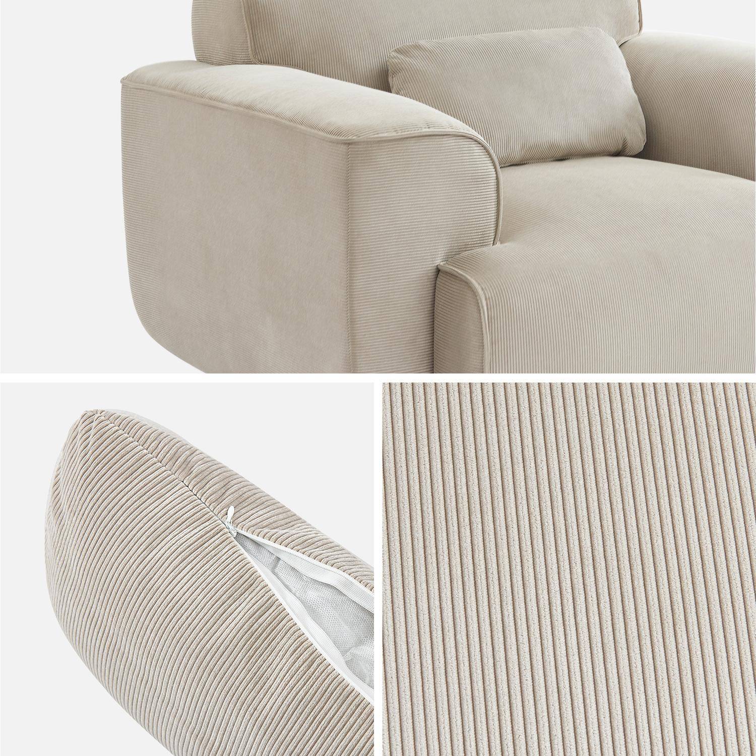 Corduroy fauteuil, ronde lijnen, kussen inbegrepen, Wallas, B 118 x D 98 x H 73cm,sweeek,Photo6